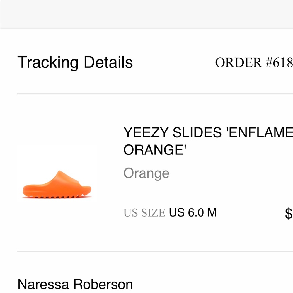 Enflame Orange Yeezy Slides  (mens 6 womens 7.5)
